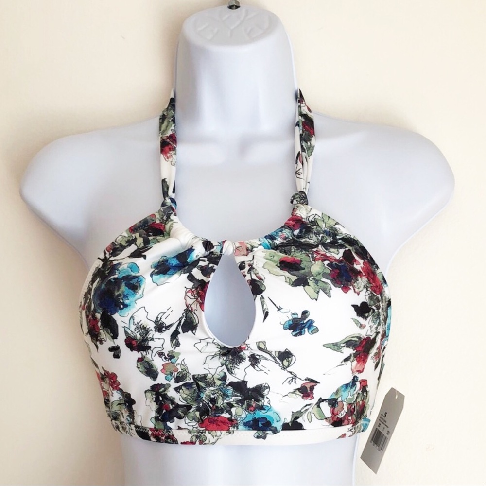 Sea Angel Size Medium Floral Print‎ Halter Swim Top